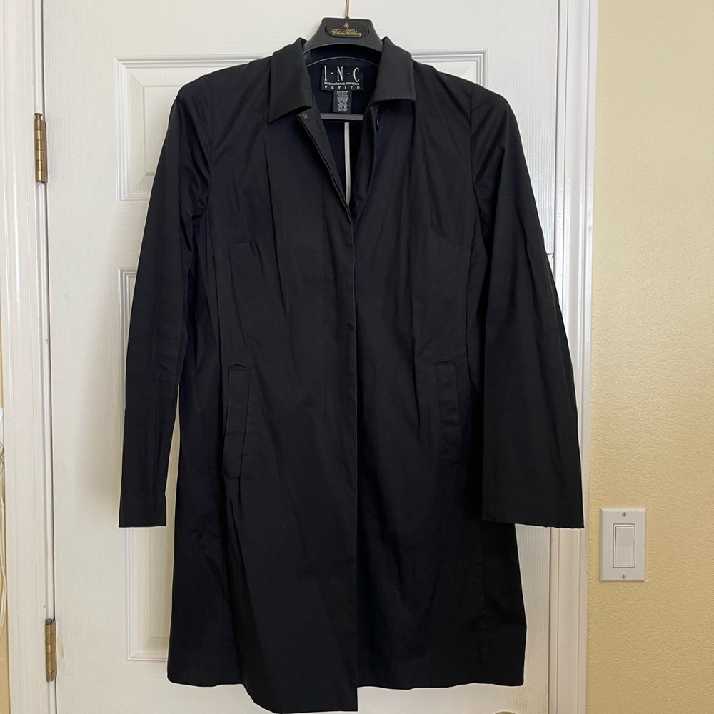 INC Trench Coat Black size Medium Petite